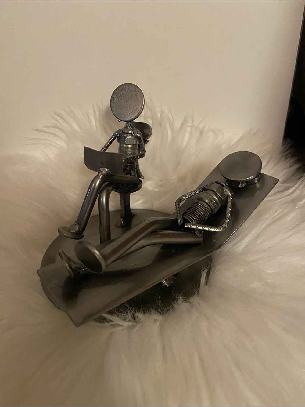 Vintage Scrap Metal Art Sculpture Therapist & Patient Counselor Psychology Gift